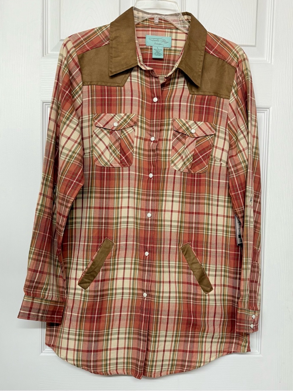Tasha Polizzi T.P. Saddlesblanket Co Pearl Snap Tall Grass Plaid Shirt Sz M NWT